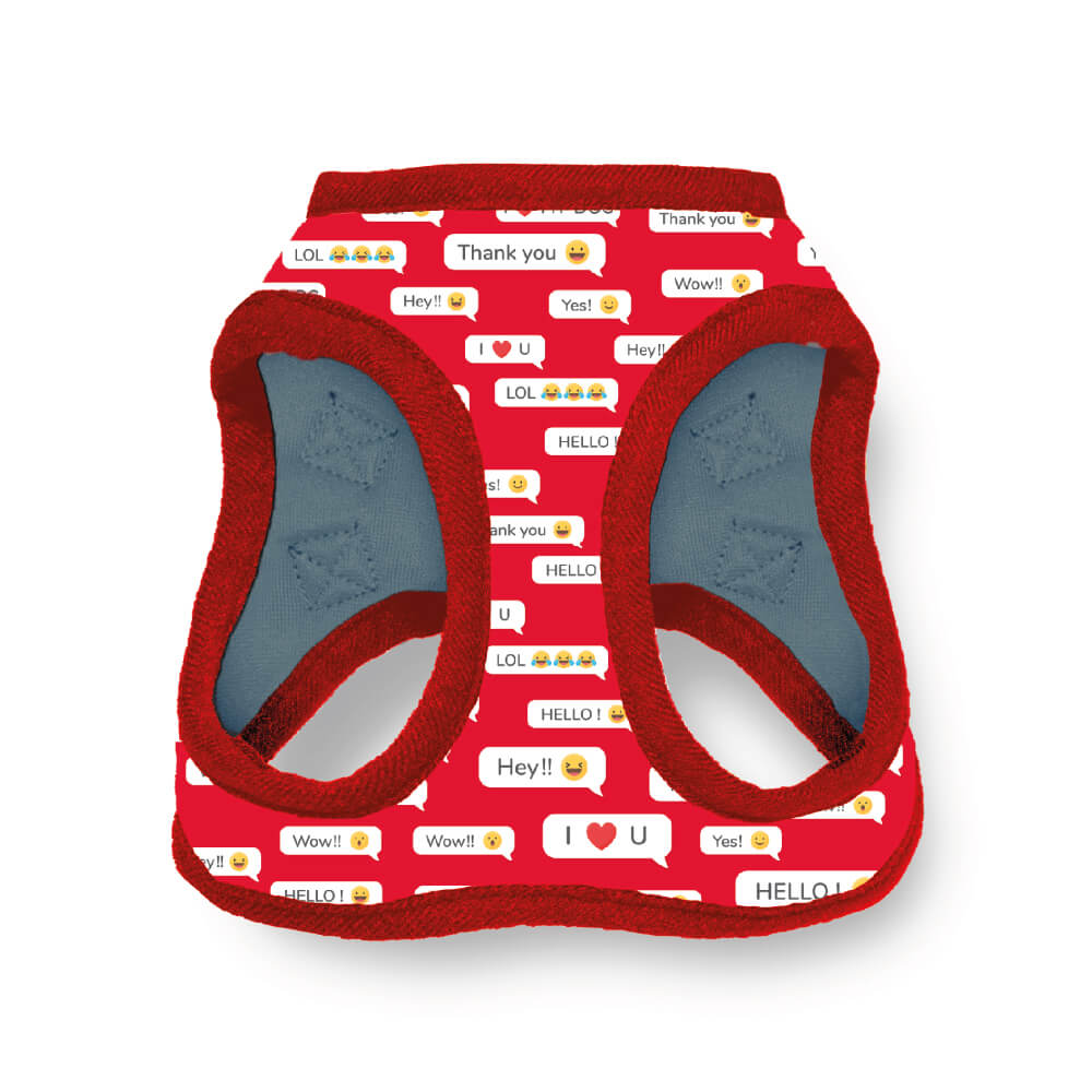 Pechera Para Perro Con Diseños Divertidos Full Print, De Fácil Transpiración y Muy Cómoda. Color Rojo