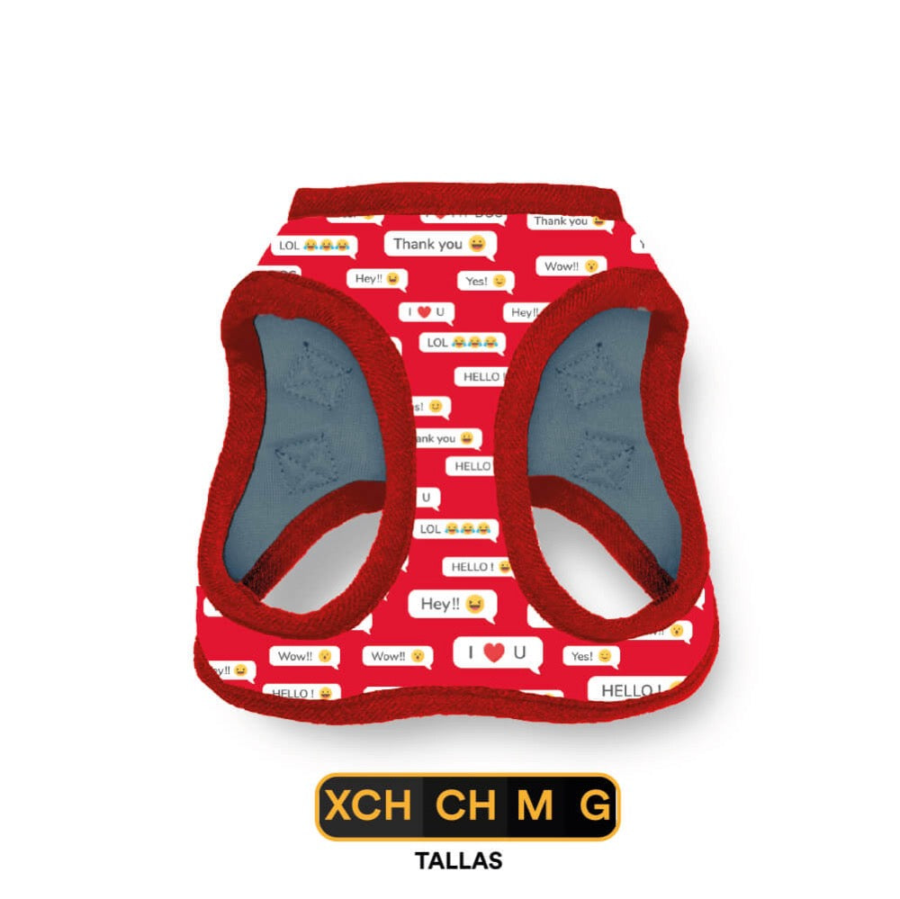 Pechera Para Perro Con Diseños Divertidos Full Print, De Fácil Transpiración y Muy Cómoda. Color Rojo