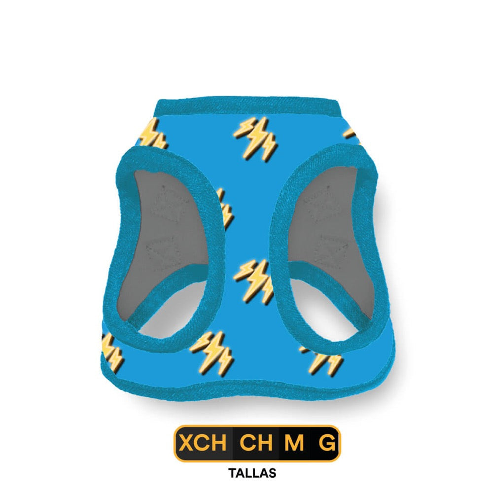 Pechera Para Perro Con Diseños Divertidos Full Print, De Fácil Transpiración y Muy Cómoda. Color Celeste