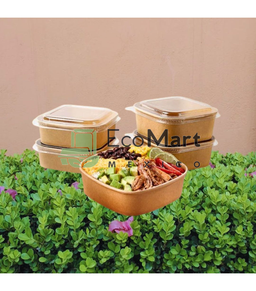 COMBO BOWL KRAFT 17/47 OZ + TAPAS QUAD Papel Kraft
