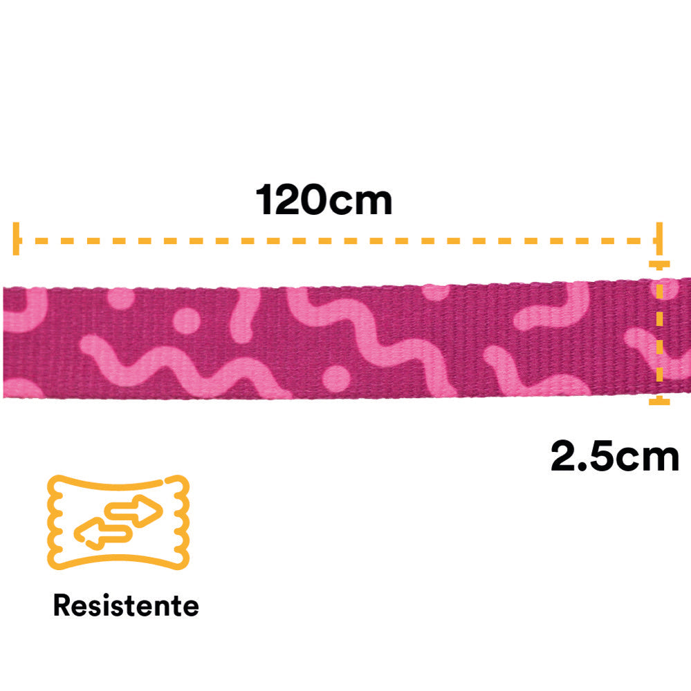 Correa Para Perro Con Cintilla y Costuras Reforzadas En Ambos Extremos. 120 cm.