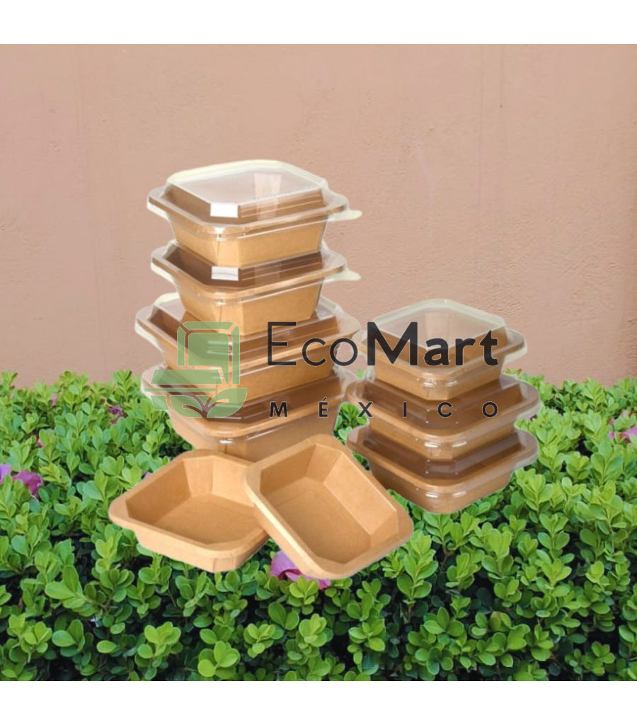 COMBO BOWL KRAFT 10/41 OZ + TAPAS OCTAGONALES Papel Kraft