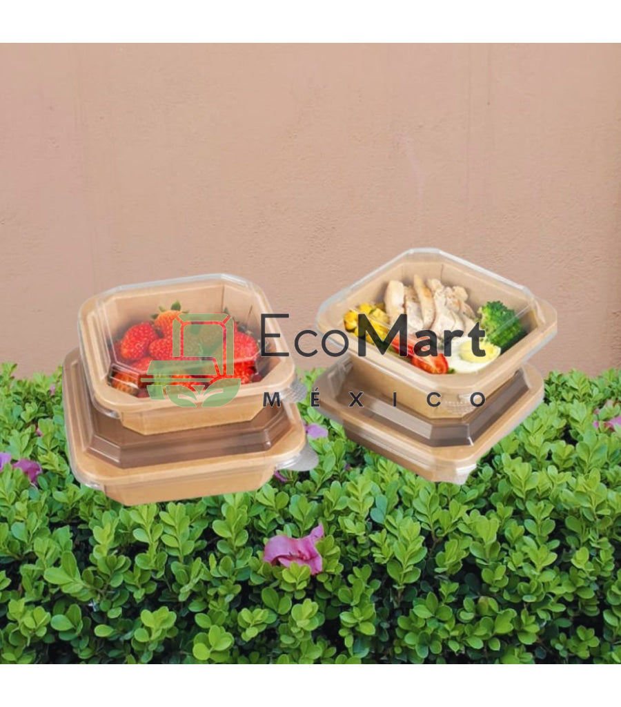 COMBO BOWL KRAFT 10/41 OZ + TAPAS OCTAGONALES Papel Kraft