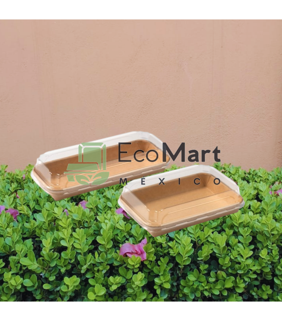 COMBO SUSHI KRAFT 14/25 CMS + TAPAS PET Papel Kraft